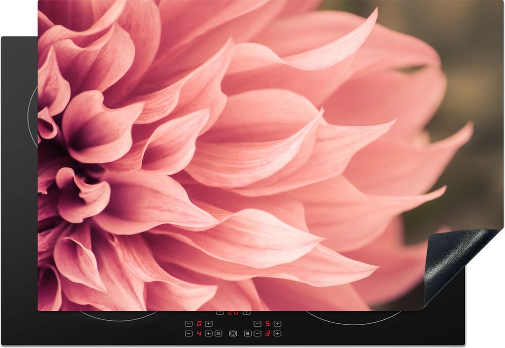 KitchenYeah Herdabdeckplatte Nahaufnahme abstrakte rosa Blume , 76x51cm, Küche Deko, Glaskeramikfeld Herdabdeckung, Abdeckplatte fùr Kochfeld