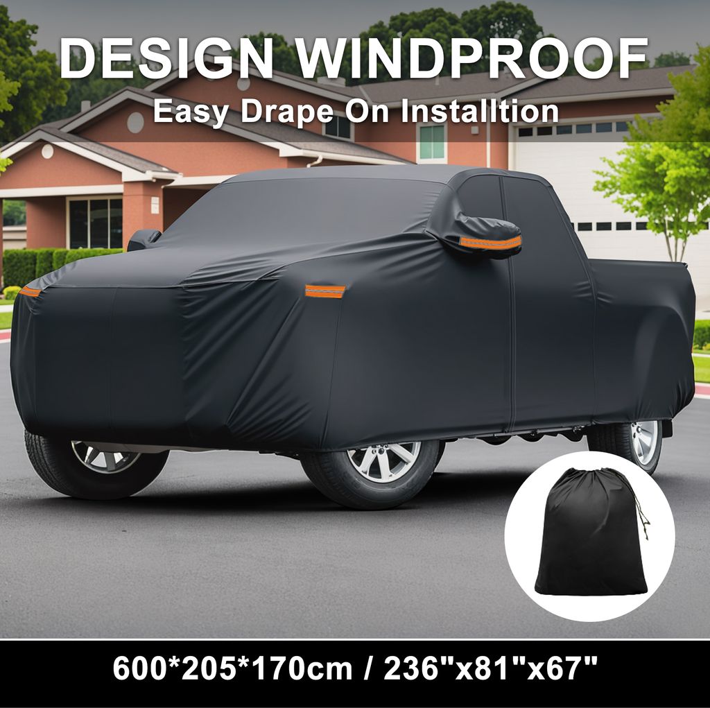 Autoabdeckung für Toyota Tundra 210D-PU Outdoor Vollabdeckung für alle Wetterbedingungen Wasserdicht Winddicht Sonnenschutz mit Fahrertür Rei?ve...