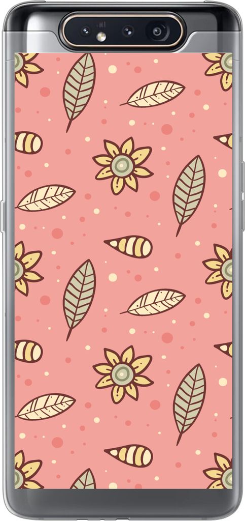 MuchoWow Handyhülle Schutzhülle Hülle für Telefoonhoesje Samsung Galaxy A80 Muster - Blumen - Blätter - Mädchen - Kinder - Kinder Silikon S...