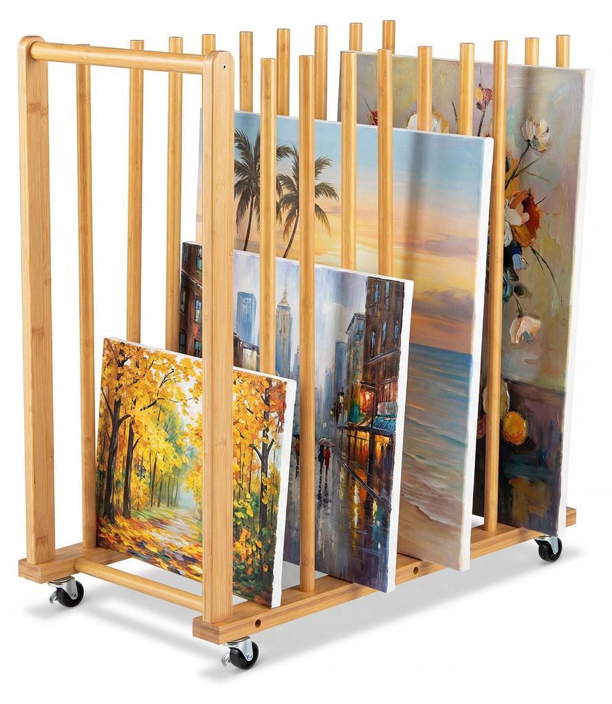 COSTWAY Leinwand Aufbewahrungsregal Bambus, Trockengestell， Produktbild 