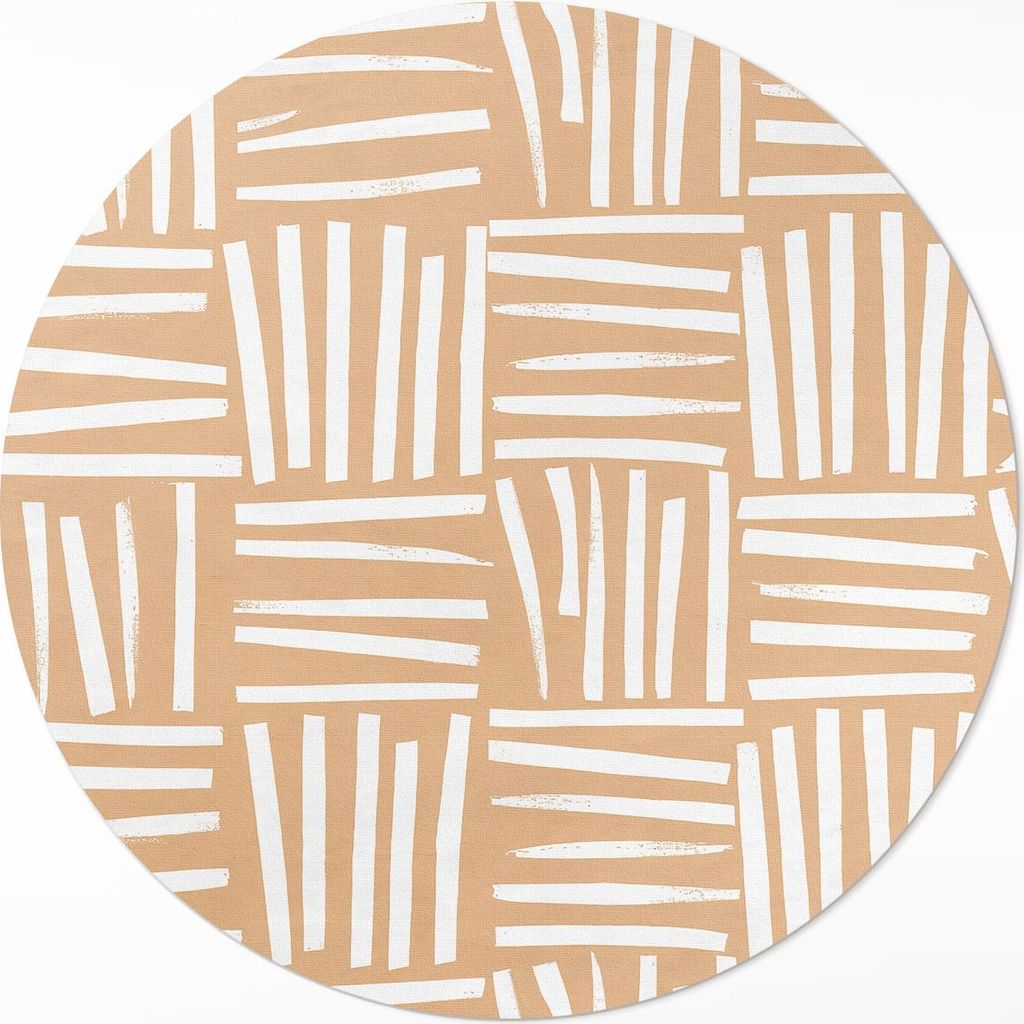 Unregelmäßige Linien minimalistisches abstraktes Boho-Muster– Vinyl Küchenteppich – fi 80cm – Rutschfest, pflegeleicht & langlebig