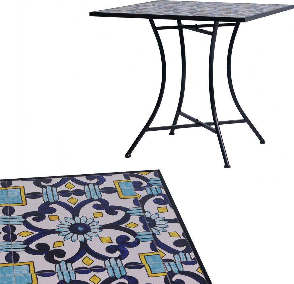 Outdoortisch Mosaiktisch Gartentisch Bistrotisch Tisch 77x77xH70cm