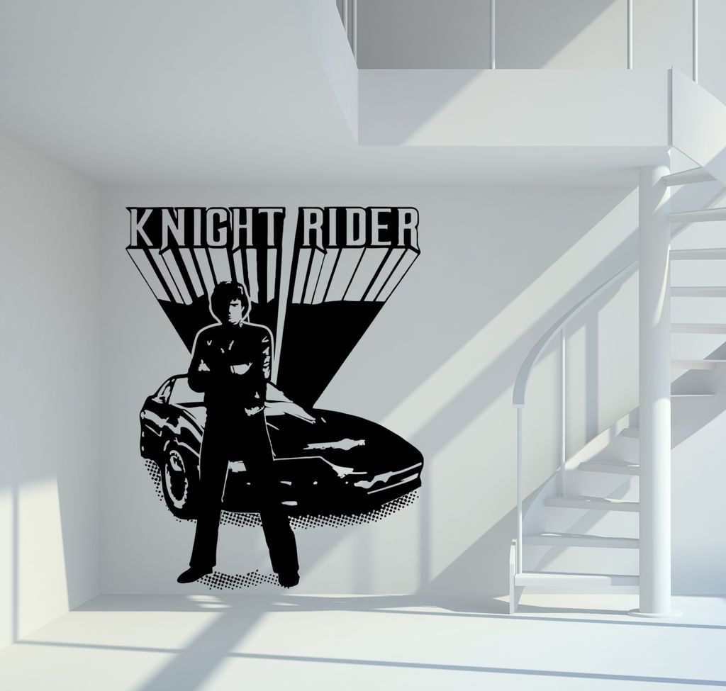 Wandtattoo Knight Rider - David Hasselhoff Größe - M - ca. 60cm x 47cm