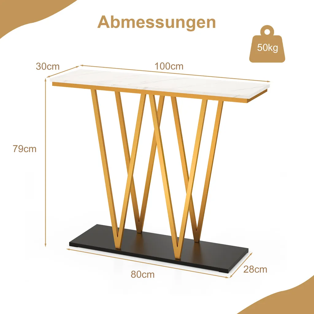 Table Console d'Entrée Gain de Place Meuble Déco Salon Chic 100cm - 2