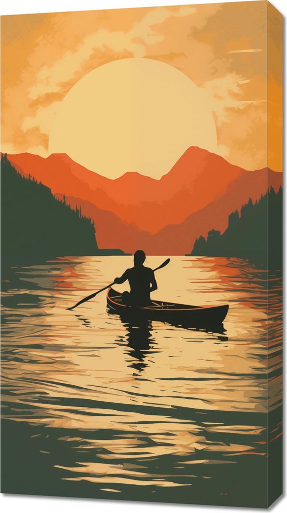 Bild 50x90cm Rudern bei Dämmerung