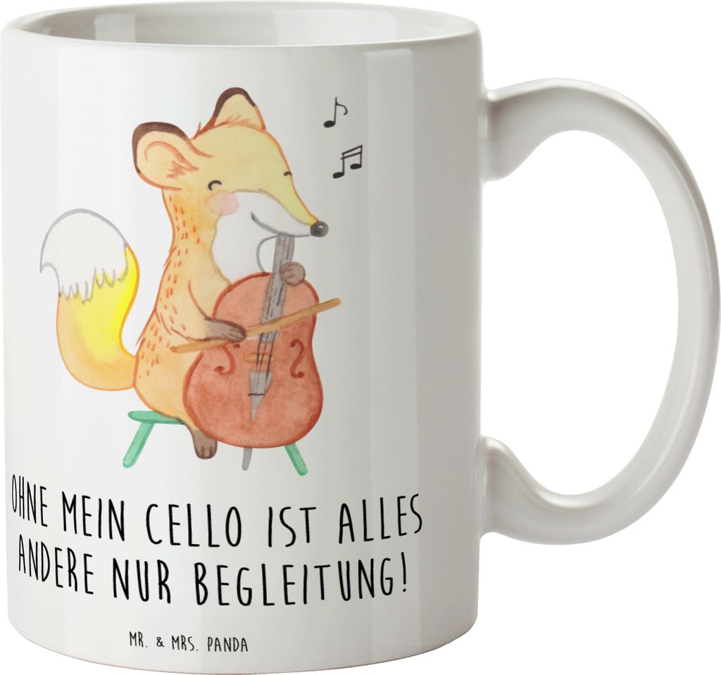 Mr. & Mrs. Panda Pott Cello Magie - Weiß - Geschenk, Musiker, klassische Musik, Lernen, Musikinstrument, Kaffeetasse, Bedruckte Tasse, schöne, So...