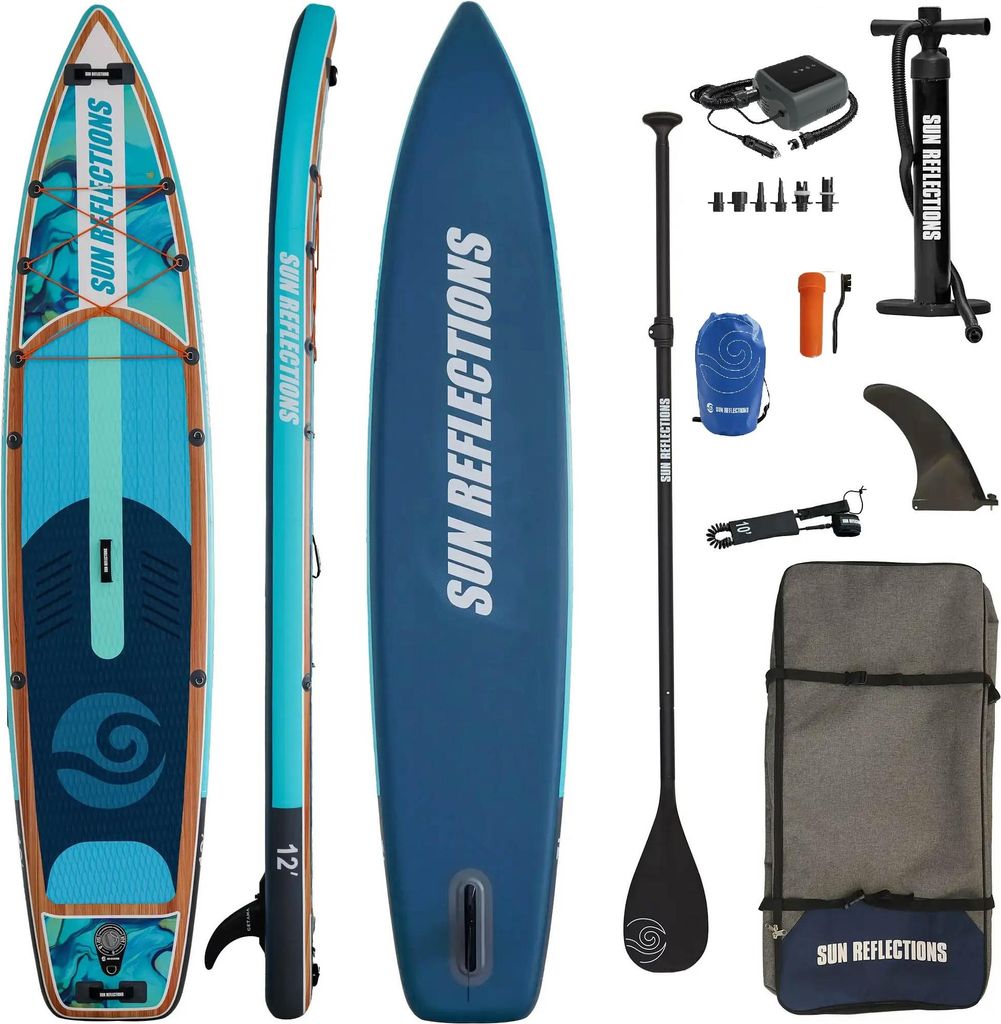 Aufblasbares SUP-Board Sun Reflections XL 12'0" + E-pumpe PBG 6 12V 16PSI