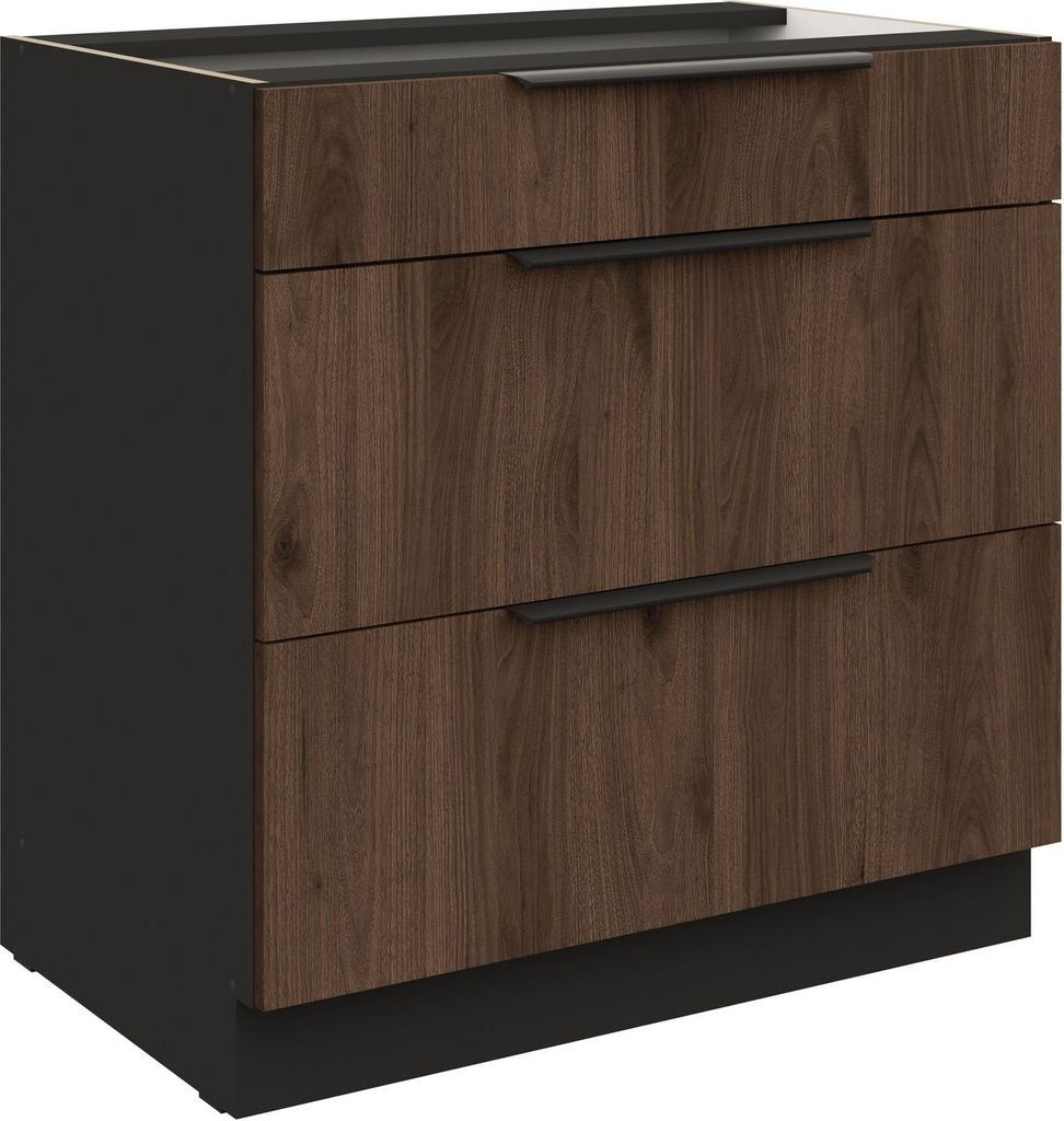 Küchen Unterschrank 80 cm Küche MONZA Okapi Nußbaum Produktbild 