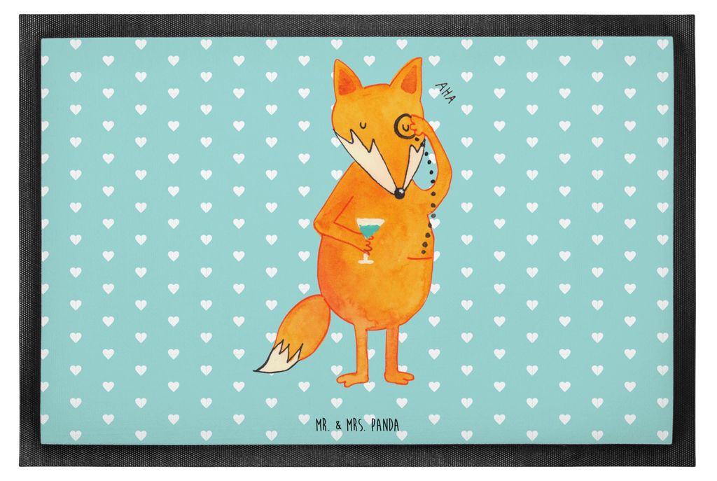 Mr. & Mrs. Panda Bodenvorleger Fuchs Lord 60 x 90 cm - Türkis Pastell - Geschenk, Tröstende Worte, Schick, Cocktail, Schmutzfangmatte, Neugierig,...