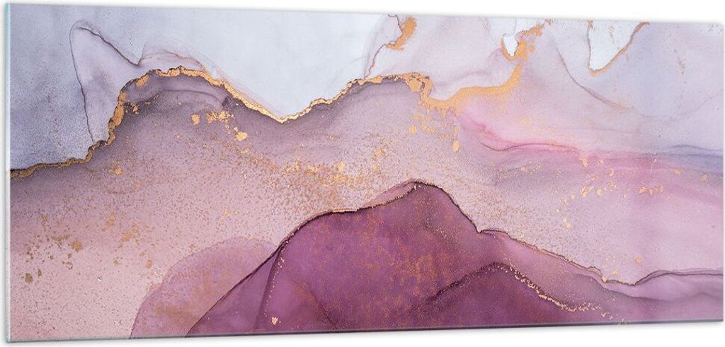 Bilder auf glas - Einteilig - Marmor Pink Violett - 100x40cm - Glasbilder - Wandbilder - Bilder - zum Aufhängen bereit - Wanddekoration aus Glas -...