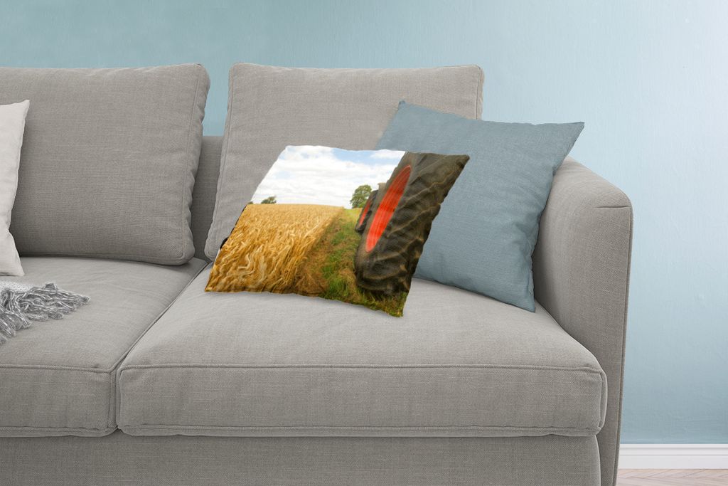 MuchoWow Zierkissen Sofakissen Wohnzimmer Dekokissen 60x40 cm Traktor - Räder - Weizen - Kopfkissen - Polster mit Foto