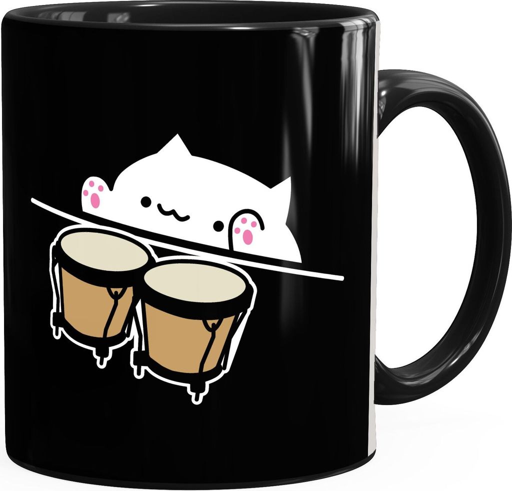 Kaffeetasse Bongo Cat Meme MoonWorks schwarz unisize