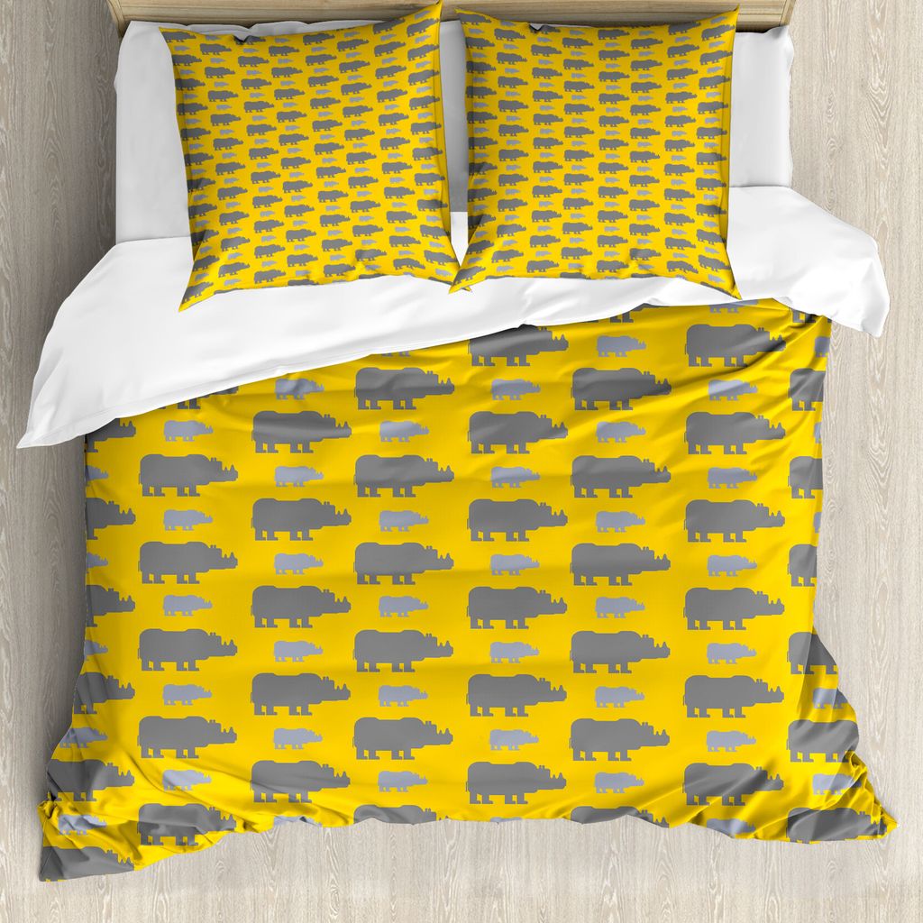 ABAKUHAUS Safari Bettbezug Set für Einzelbetten, Tier-Silhouetten Entwurf, Milbensicher Allergiker geeignet mit Kissenbezug, 155 cm x 220 cm - 80 ...