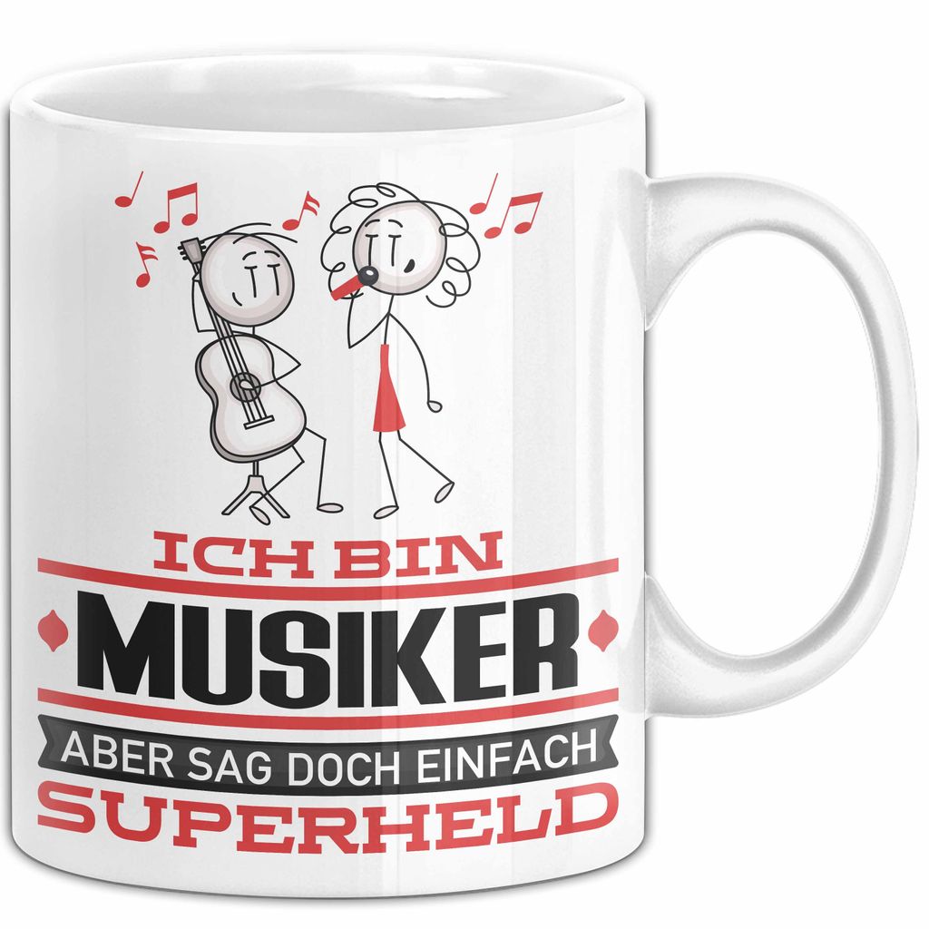 Musiker Geschenk Tasse Ich Bin Musiker Aber Sag Doch Einfach Superheld Lustige Geschenkdiee für Musiker Kaffee-Becher (Weiß)