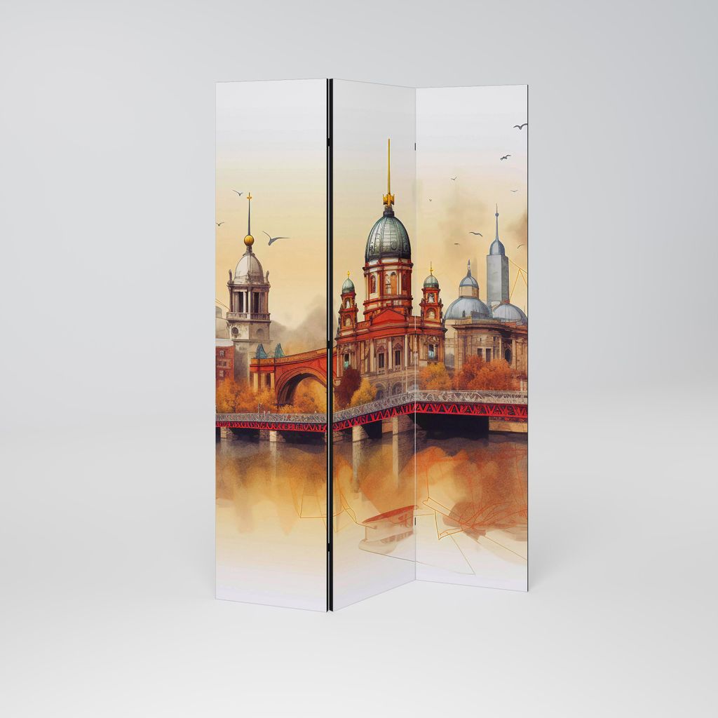 SpaceRebels Paravent Raumteiler - 3-teilig Raumtrenner, Druck 1-Seite - Raumtrenner - Trennwand Wohnung - Room Divider - Spanische Wand Deko Modern...