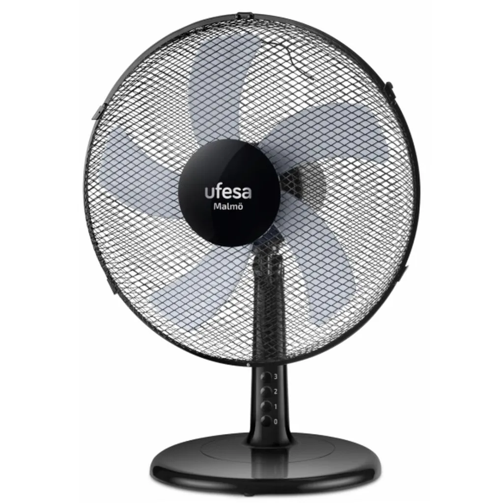 Ventilateur noir Ufesa 84105608 - Design compact et oscillation à 90°