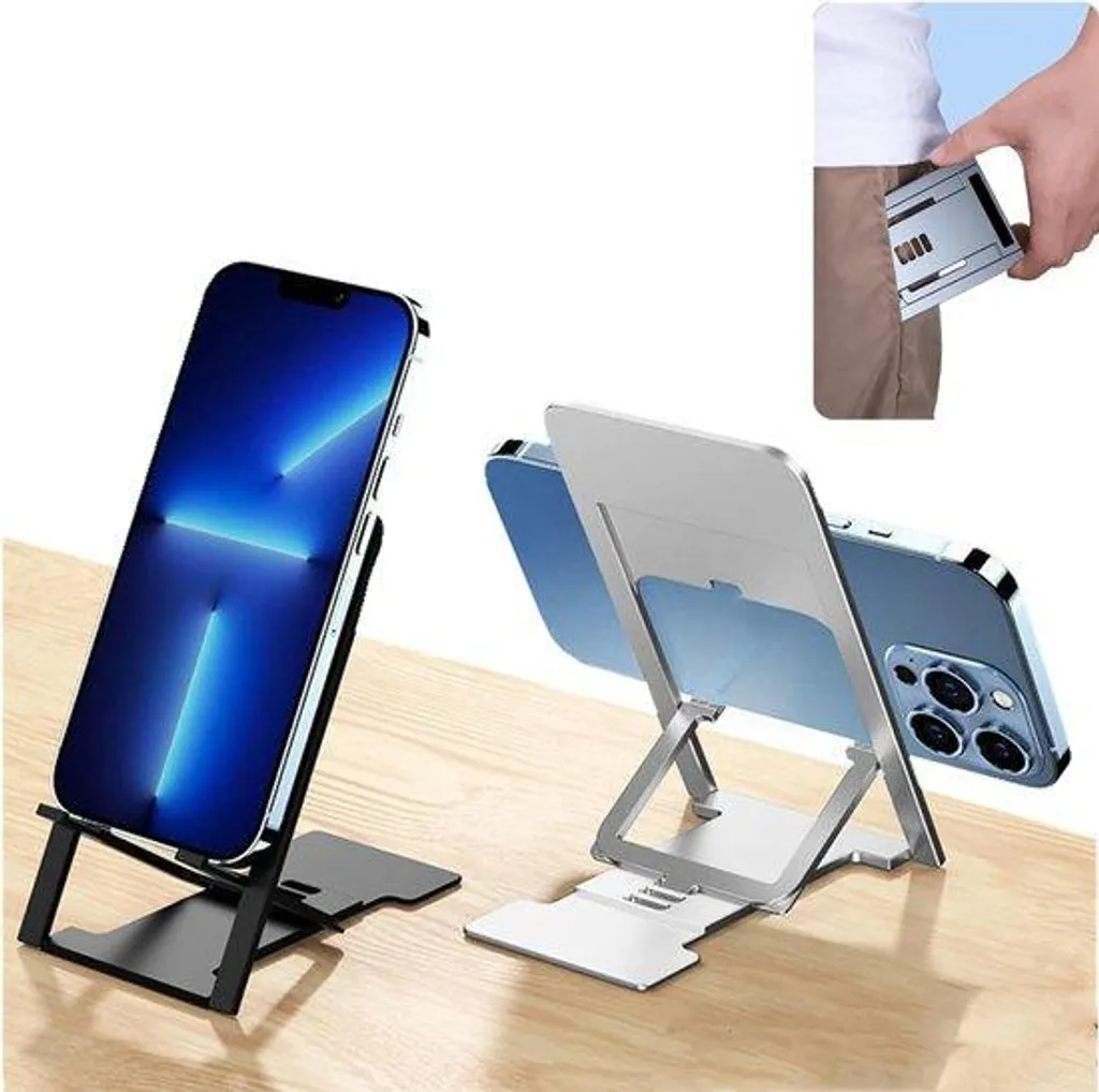Support de téléphone fin et pliable en aluminium pour bureau et voyage