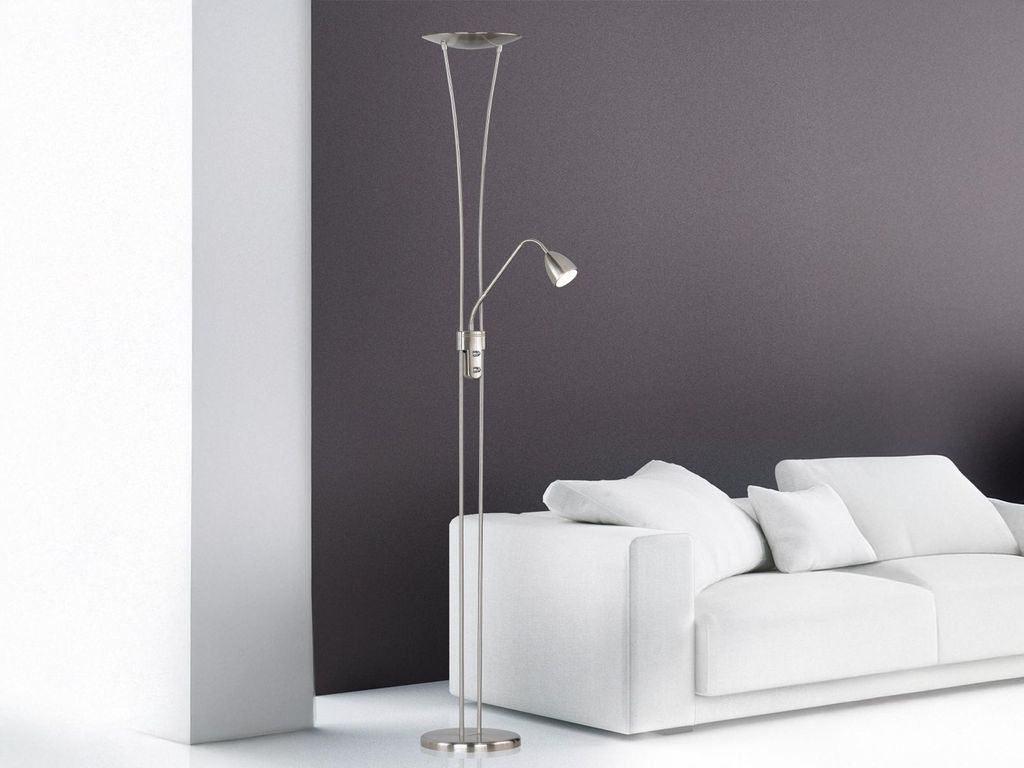 Trio LED-Fluter, ink. LEDs, Höhe 180cm, Doppeldimmer, Nickel
