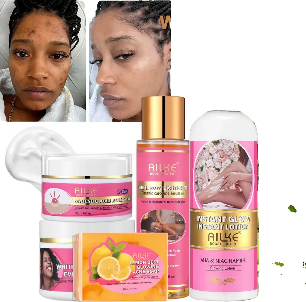 Kit Anti-Taches AHA Puissant 5-en-1 Formule Éclaircissante au Teint Net