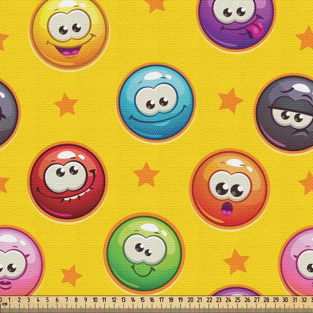 ABAKUHAUS Tissu au mètre Emoji Multicolore 148x300cm Imprimé Étoilé