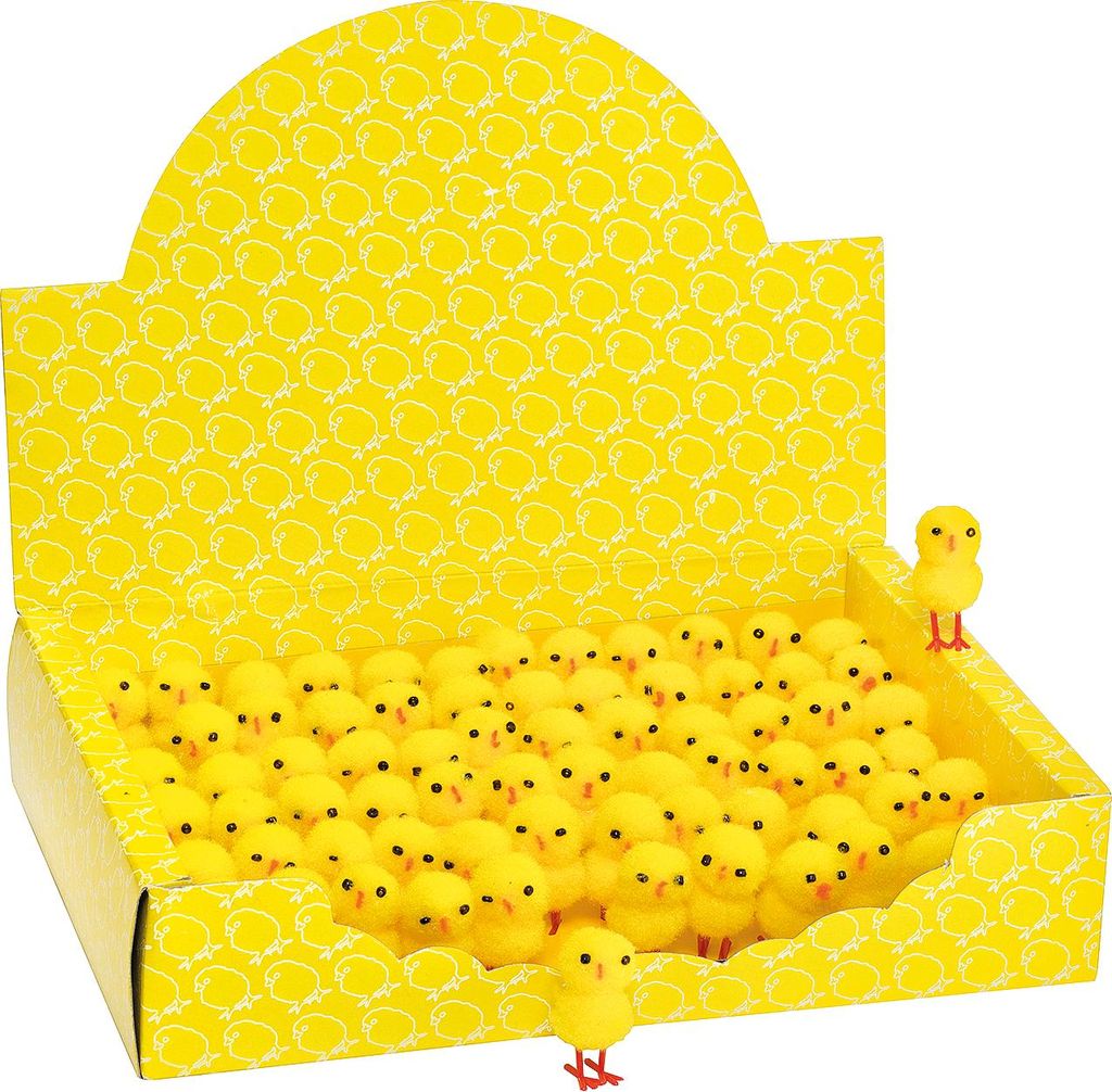 VBS XXL Pompon Küken 3,5 cm 72 Stück Flauschige Deko für Ostern Basteln
