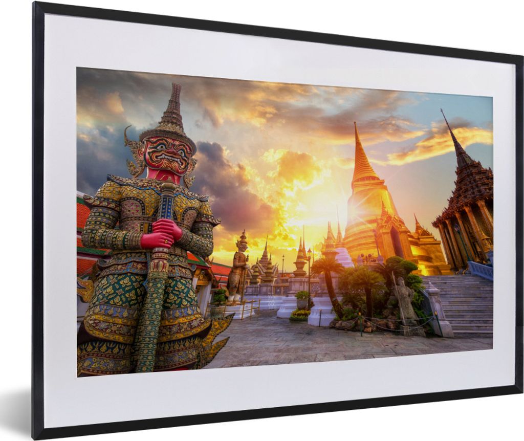 MuchoWow MuchoWow Gerahmtes Poster Thailand - Statue - Sonne 60x40 cm - Poster mit zchwarzem Bilderrahmen - Schlafzimmer - Plakat in Rahmen - D...
