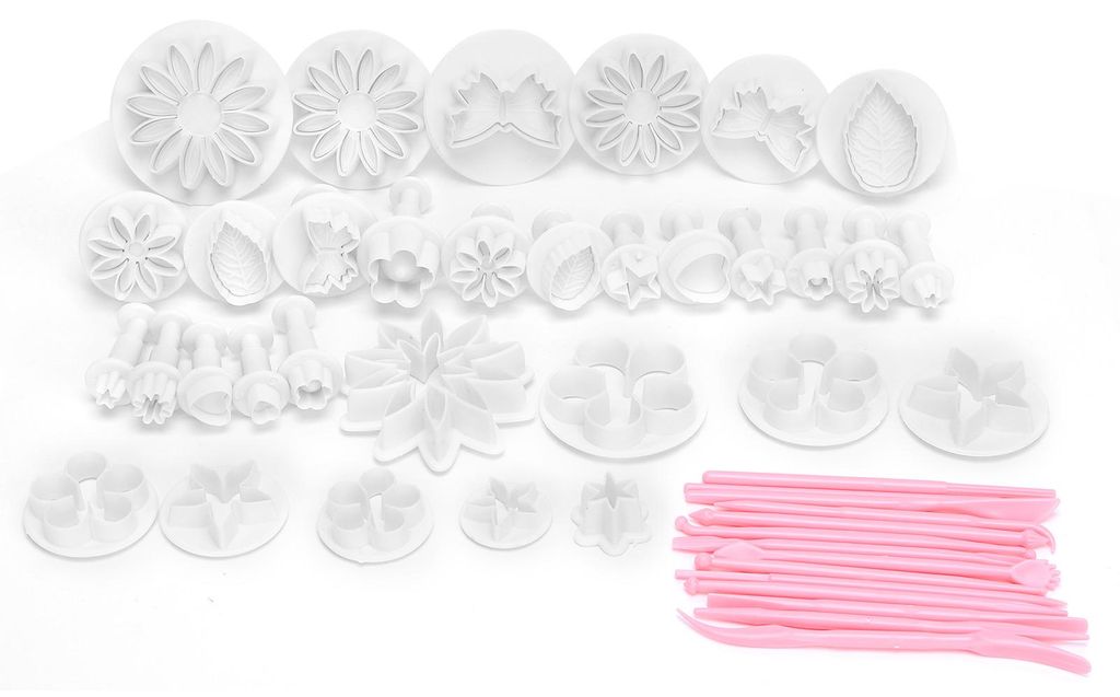 47-teiliges Set mit Prägeformen für Kuchen, Fondant, Kekse, Cupcakes und Desserts – Dekorationswerkzeuge zum Aufdrucken