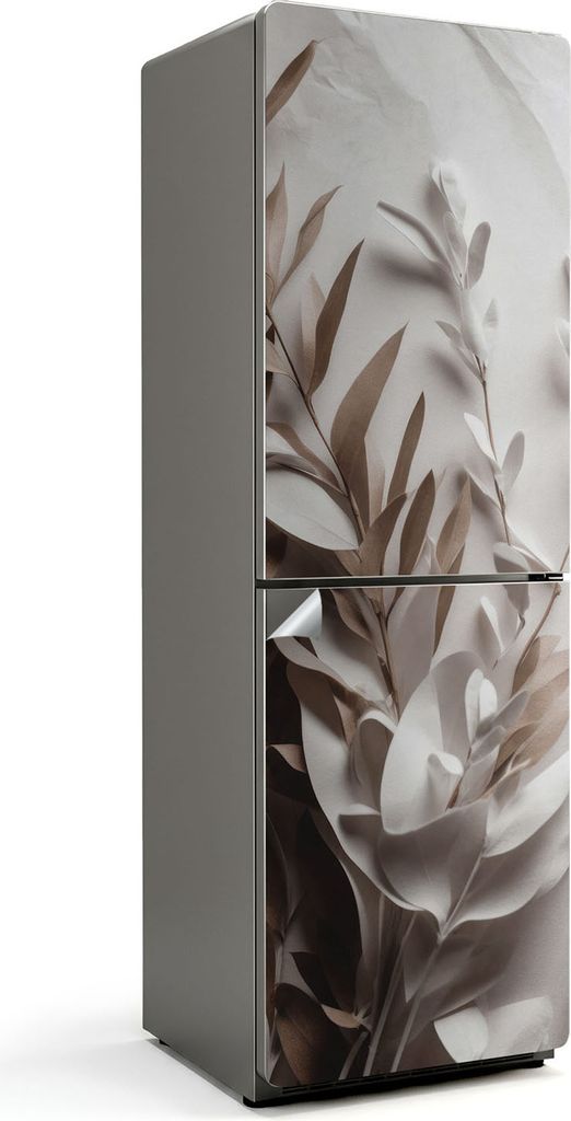 Zarte Blätter und Blüten – Kühlschrank Aufkleber – Klebefolie Kühlschrank – Kühlschrank Nachbildung – Kühlschrankfolie selbstklebend ...