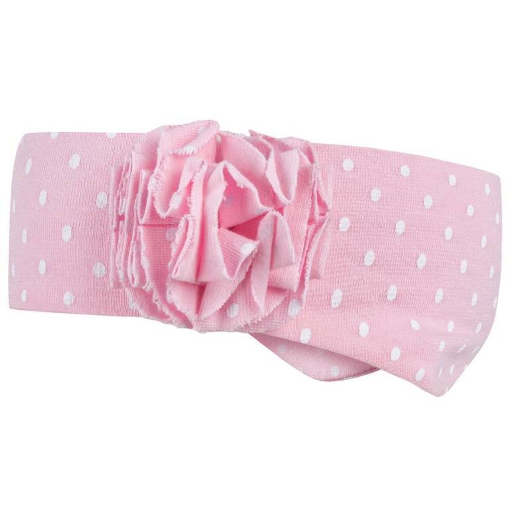 Stirnband Mädchen Baby Baumwolle Kinder Blume Punkte Frühling Herbst Übergang, Rosa, Gr. 44/46