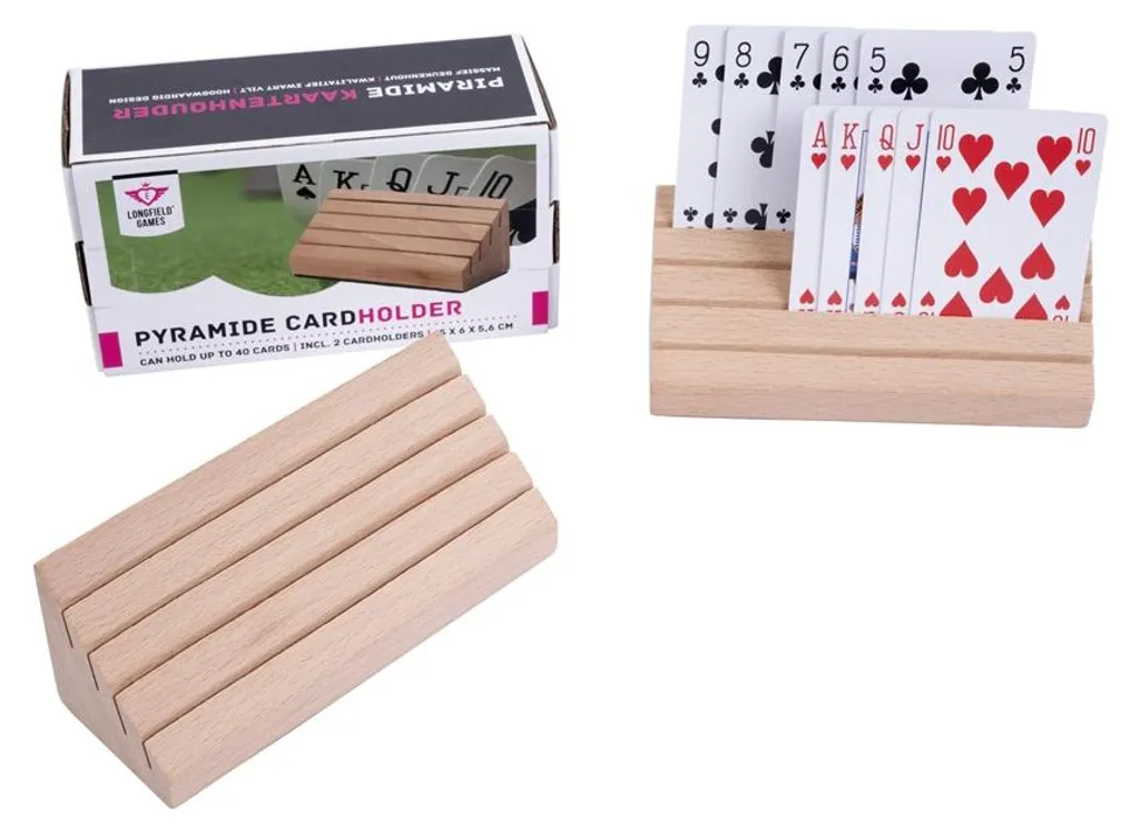 Accessoire de jeu porte-cartes pyramidal en bois pour toute la famille