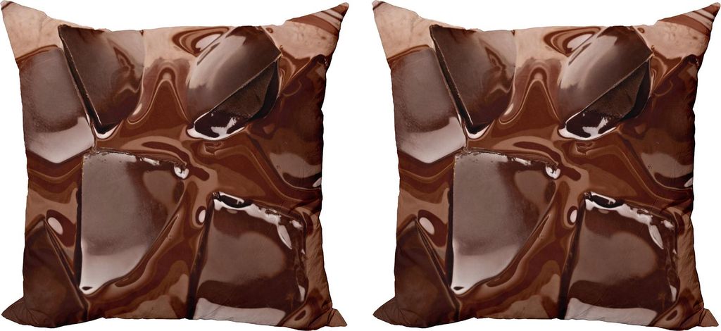ABAKUHAUS Schokolade Kissenbezug Set (2Stück), Close-up Bild von Schmelz Praline Hausgemachte Dessert Vorbereitung Drucken, 40 x 40 cm, Dunkelbraun