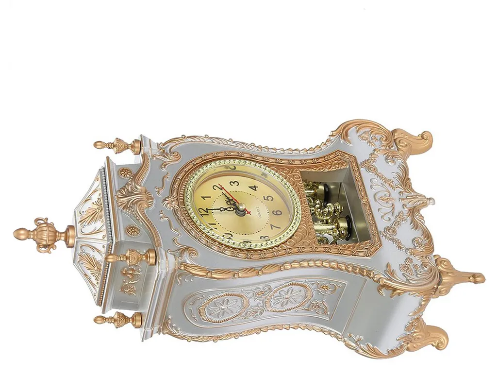 Horloge de table pour maison style ancien, réveil blanc de bureau - 4
