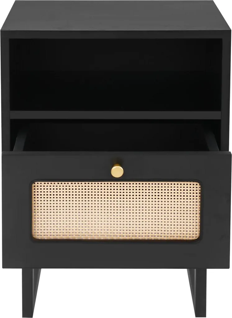 Petite table de nuit pour espace restreint, rangement 3 niveaux et noir