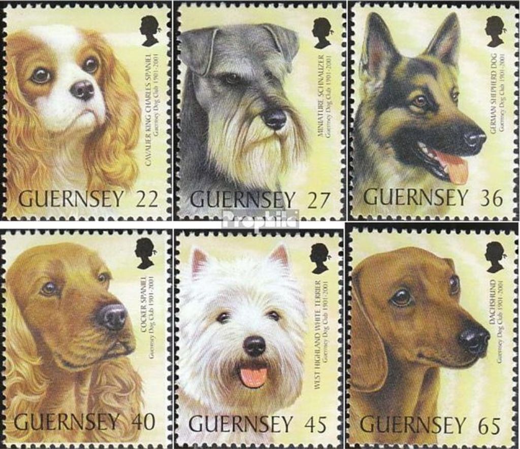 Briefmarken GB - Guernsey 2001 Mi 884-889 (kompl.Ausg.) postfrisch Hunde