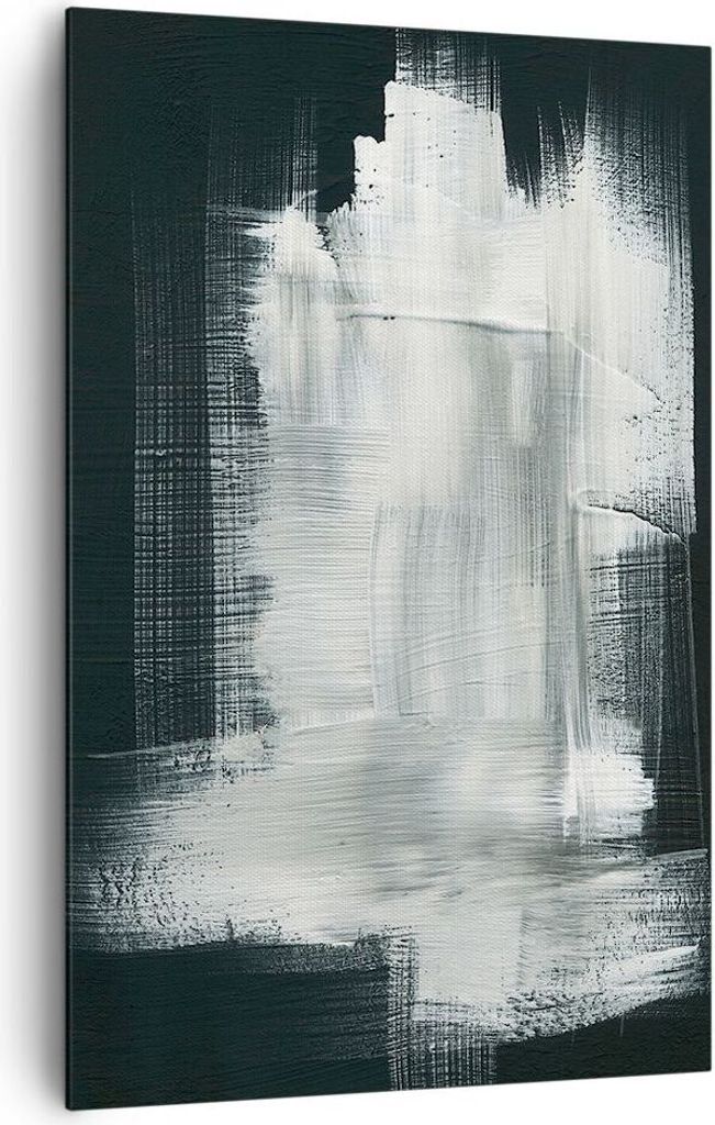 Bild auf Leinwand - Leinwandbild - Einteilig - Abstraktion Schwarz Weiß - 80x120cm - Wand Bild - Wanddeko - Wandbilder - Leinwanddruck - Wanddekor...