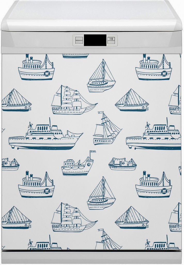 Abwaschbar 60x70 cm Geschirrspüle Magnetmatte Küche Dekorative - Blaue Schiffe