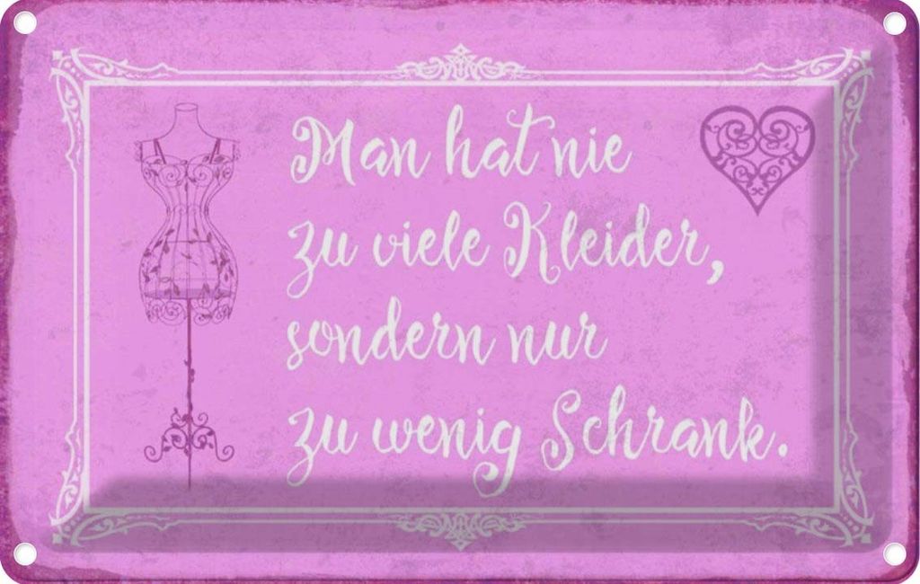 vianmo Blechschild 12x18 cm man hat nie zu viele Kleider Dekoration Spruch Zitat