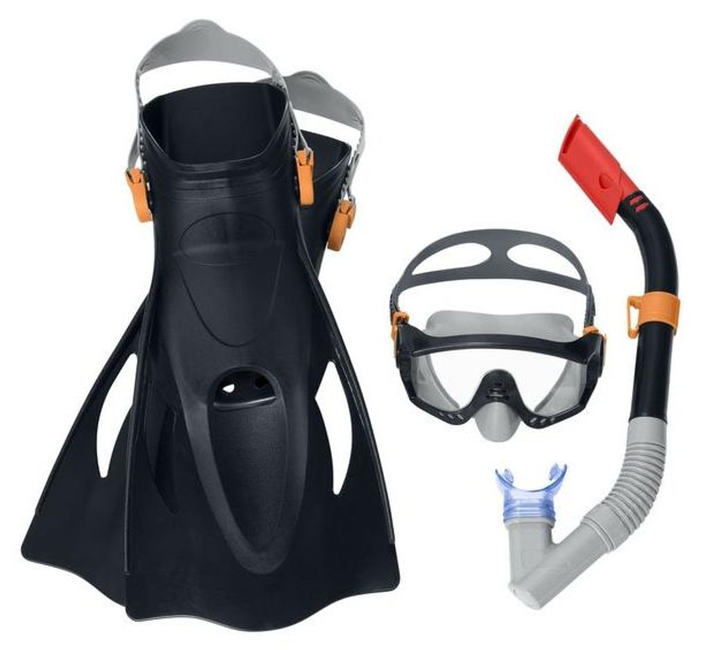 Tauchset Maske, Schnorchel, Flossen Schwarz Bestway 25020 Produktbild 