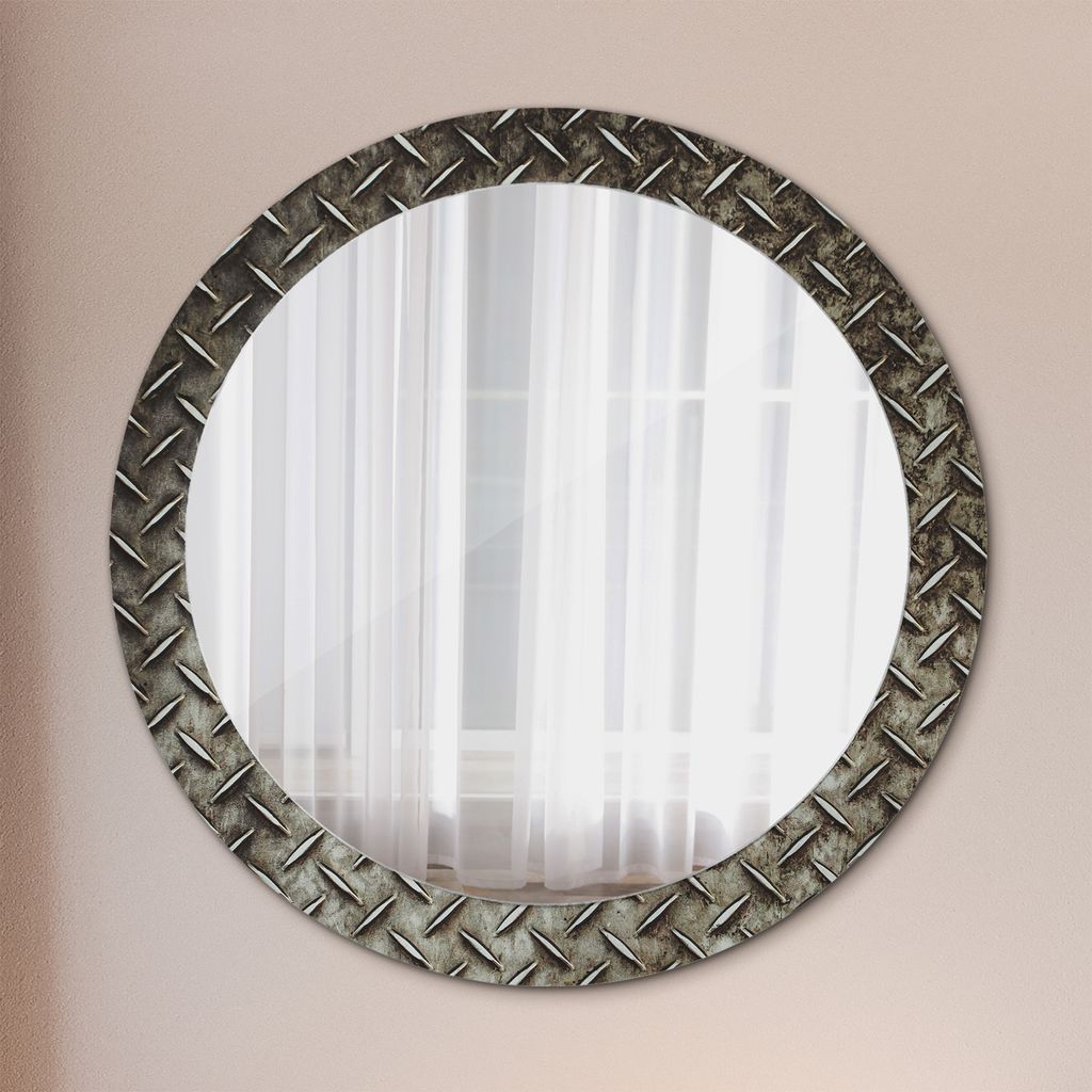 Spiegel - Mirror zum Wandspiegel Schlafzimmer – Schminkspiegel- stahl textur- Ø80cm