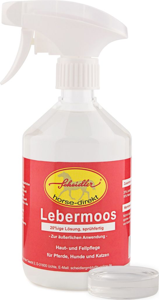 Lebermoos Extrakt 20%ig, fertiges Spray 500ml für Hunde, Katzen und Pferde, Hautpflege