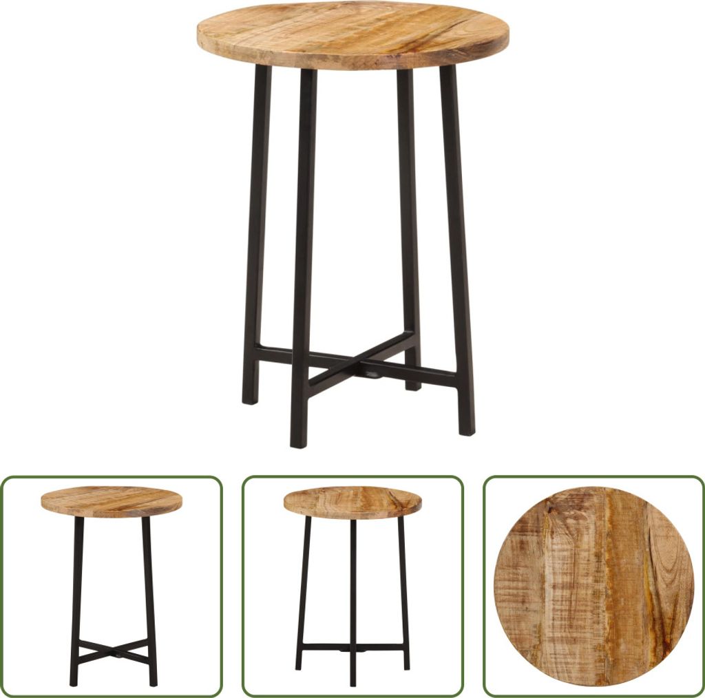 The Living Store Couchtisch 35x35x45 cm Massivholz Mango und Eisen