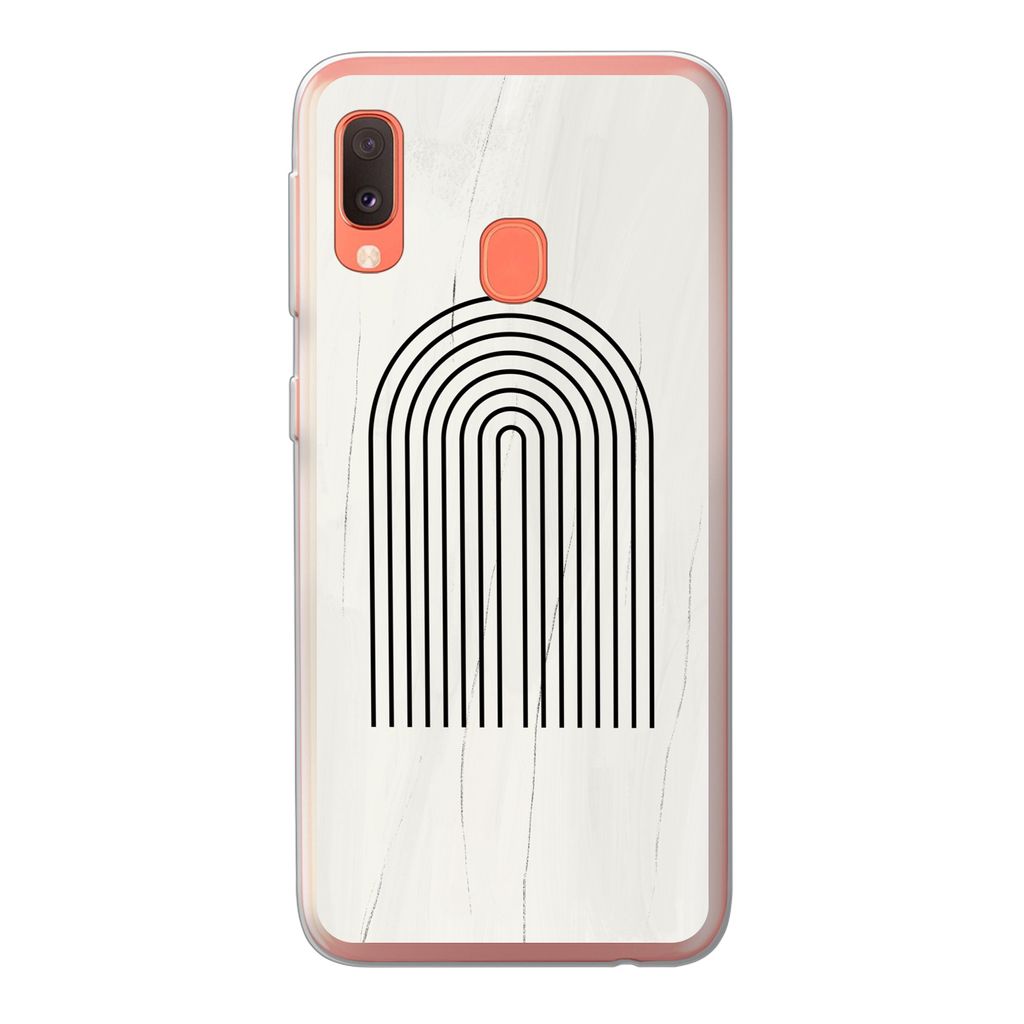 MuchoWow Handyhülle Schutzhülle Hülle für Samsung Galaxy A20e Farbe - Regenbogen - Schwarz - Weiß Silikon Softcase Handy Hülle - Abdeckung