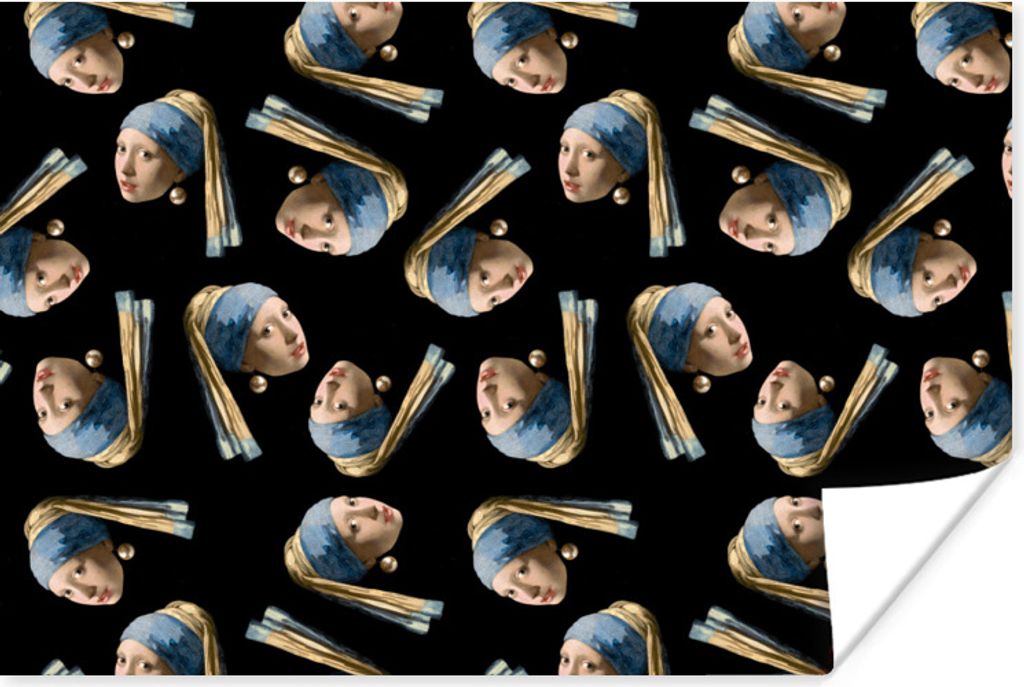 MuchoWow Poster Mädchen mit Perlenohrring - Muster - Vermeer 180x120 cm - Fotoplakat