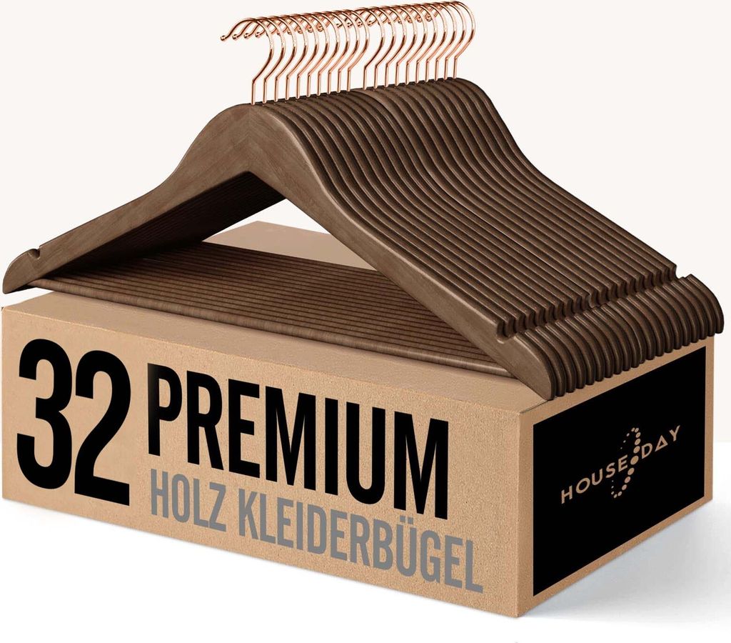 HOUSE DAY Kleiderbügel Holz, 32er Holzkleiderbügel, Produktbild 