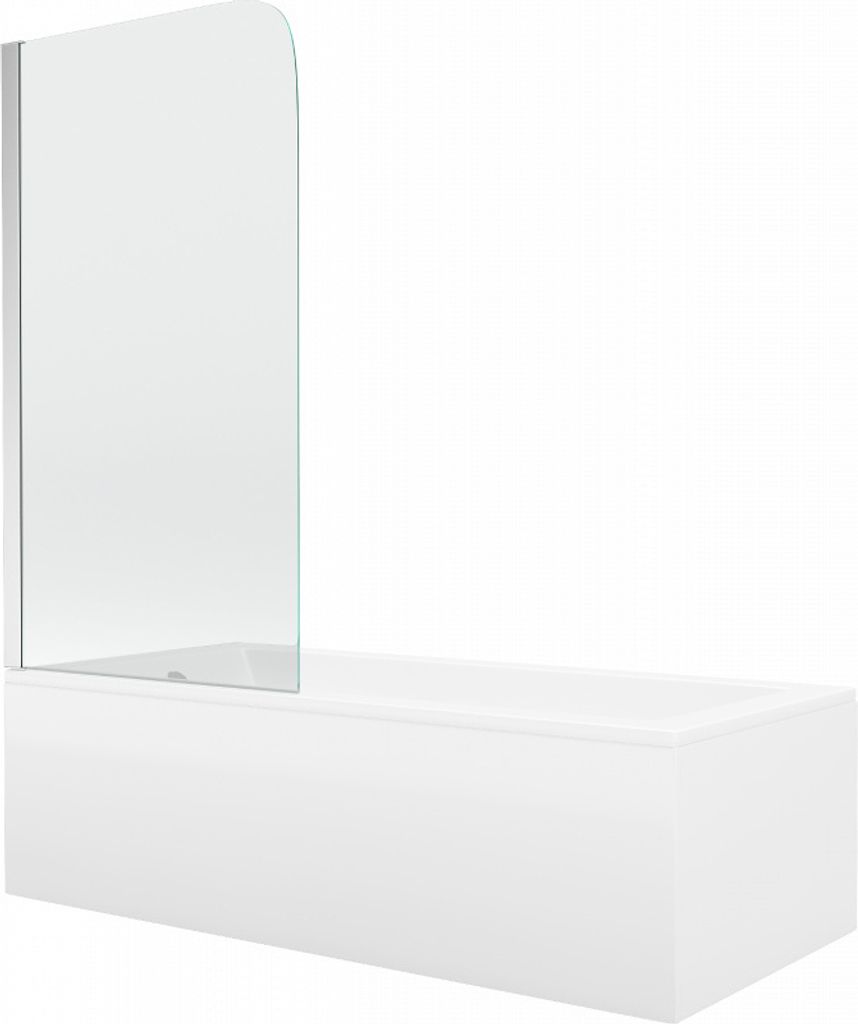 Mexen Cubik Rechteckbadewanne 160 x 70 cm mit Verkleidung und 1-flügliger Duschabtrennung 75 cm, Transparent, Chrom - 550316070X