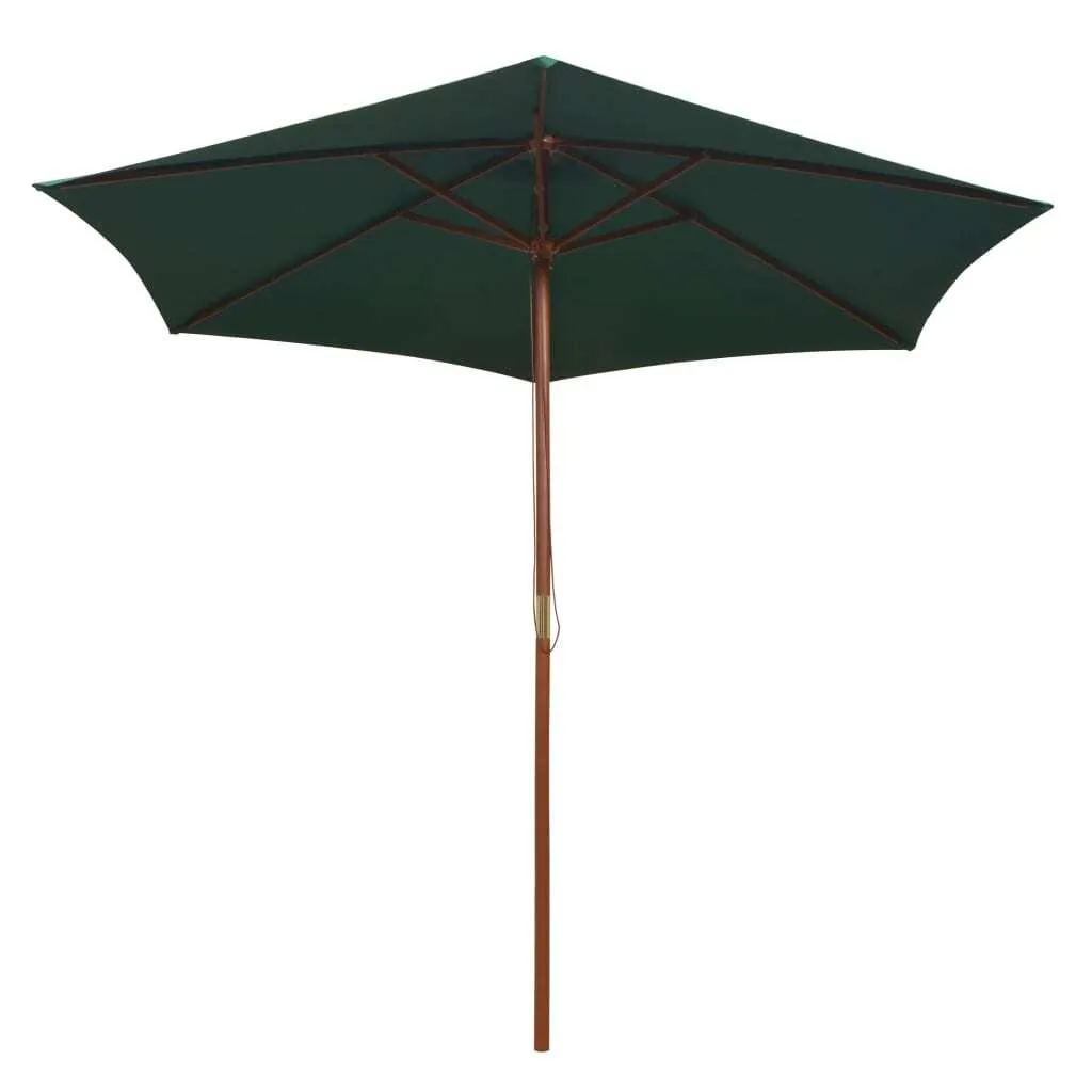 Parasol vidaXL 270x270 cm avec mât en bois de qualité coloris vert foncé