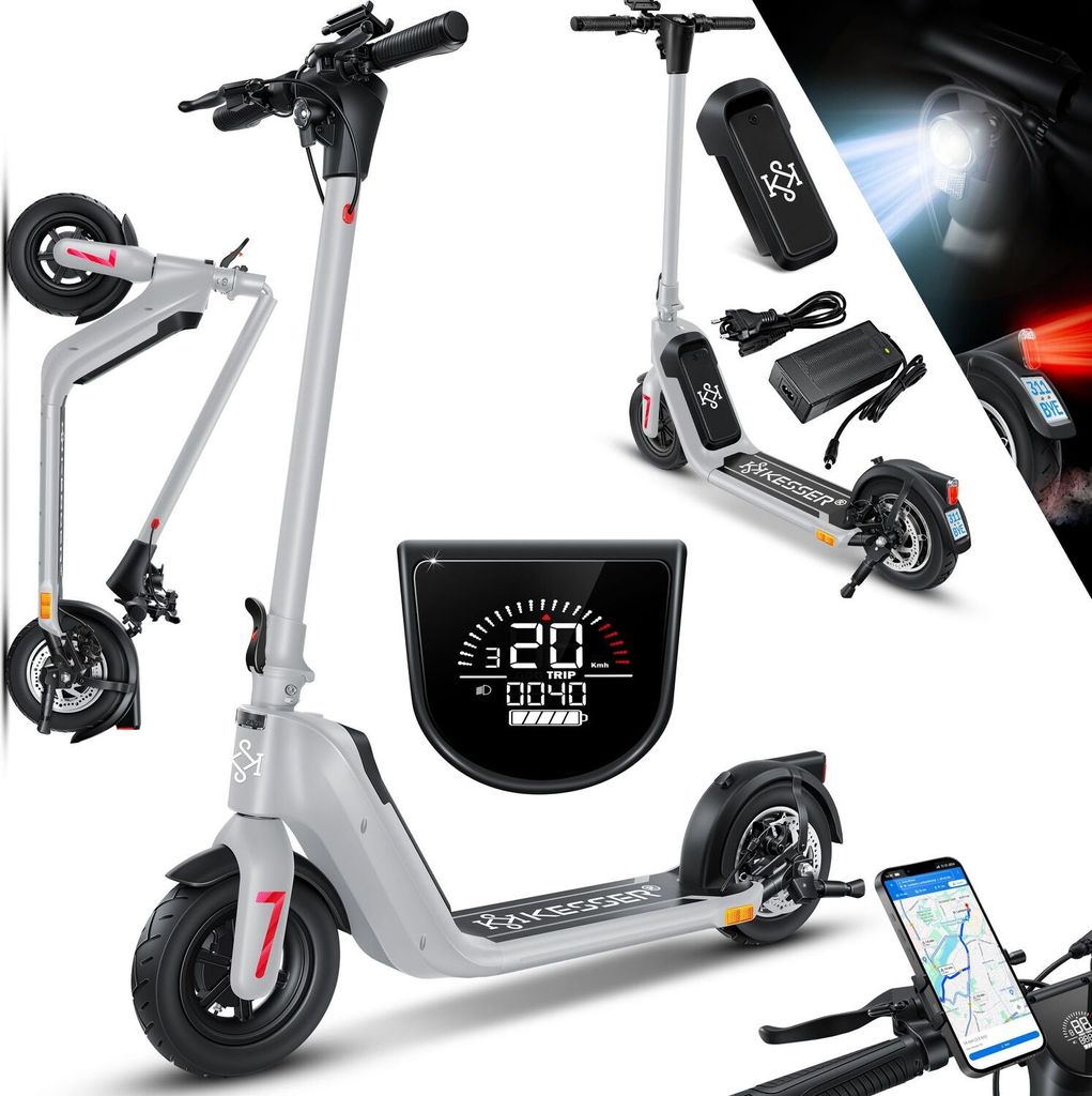 KESSER E-Scooter mit Straßenzulassung 40km Reichweite Faltbarer Elektro 36V / 10 Ah Batterie Roller Belastung bis 120kg 450W Motor 10" Reifen LC...