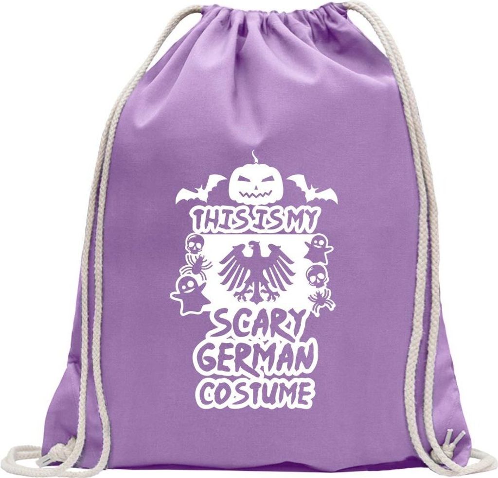 Kiwistar - Turnbeutel - lavendel - My Scary German Costume - Fun Rucksack Sport Beutel Gymsack Baumwolle mit Ziehgurt