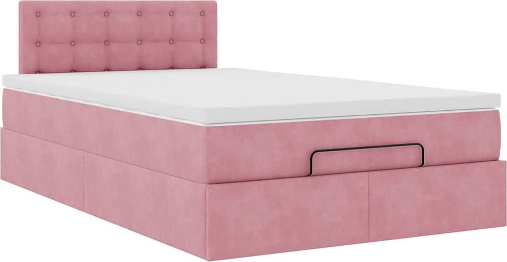 Ottoman-Bett mit Matratze Rosa 120x200 cm Samt
