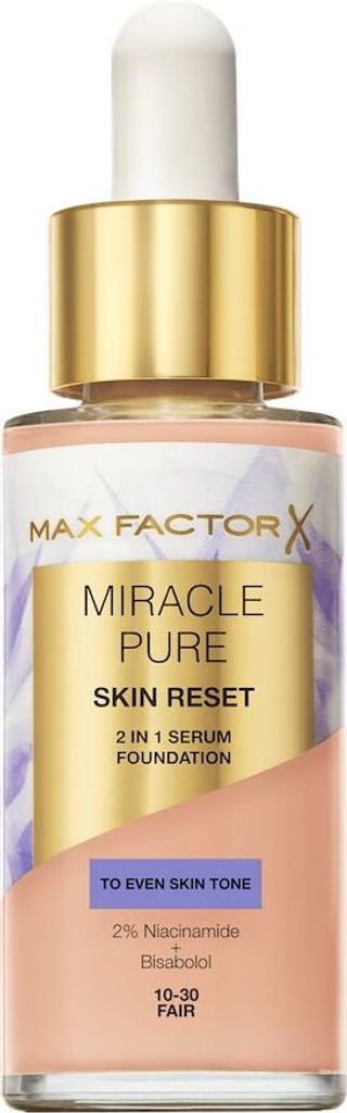 Max Factor Miracle Pure Skin Reset 2in1 Serum Foundation Flüssiges Make Up für eine Erneuerung der Haut 10-30 Fair 30 ml